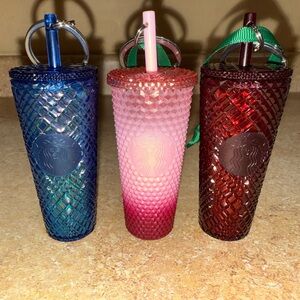 Starbucks Mini Key Chain/Ornament Cups 3 Piece Set